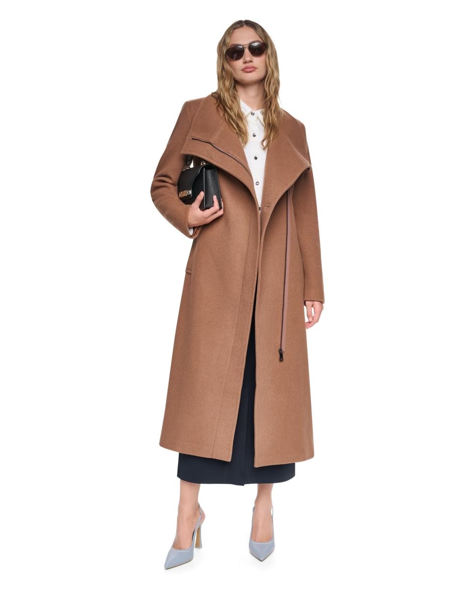 Imagen 3 de Abrigo largo de mujer de cuello alto - DKNY - Camel Camel