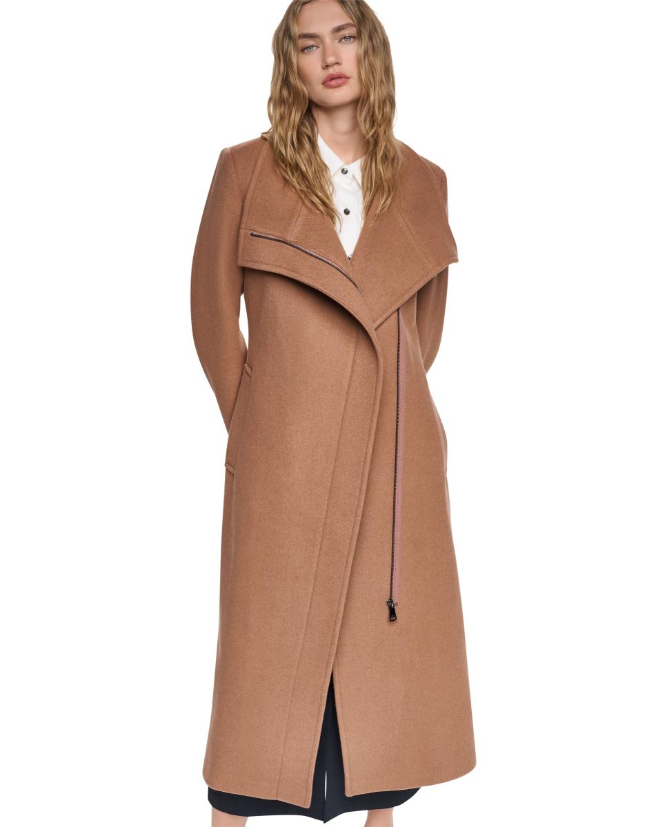Imagen 4 de Abrigo largo de mujer de cuello alto - DKNY - Camel Camel