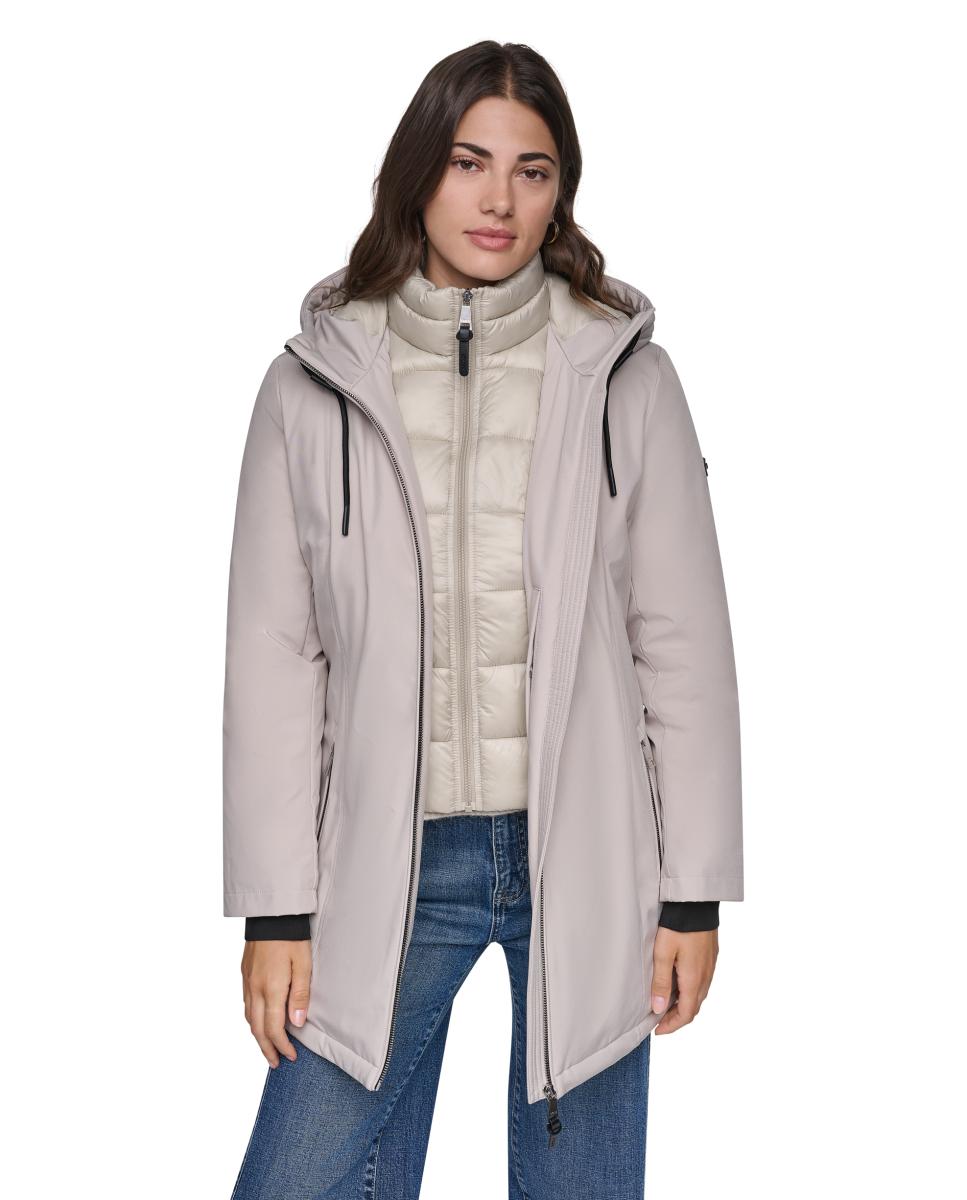 Imagen 2 de Abrigo de mujer tipo parka acolchada - DKNY - Gris Gris
