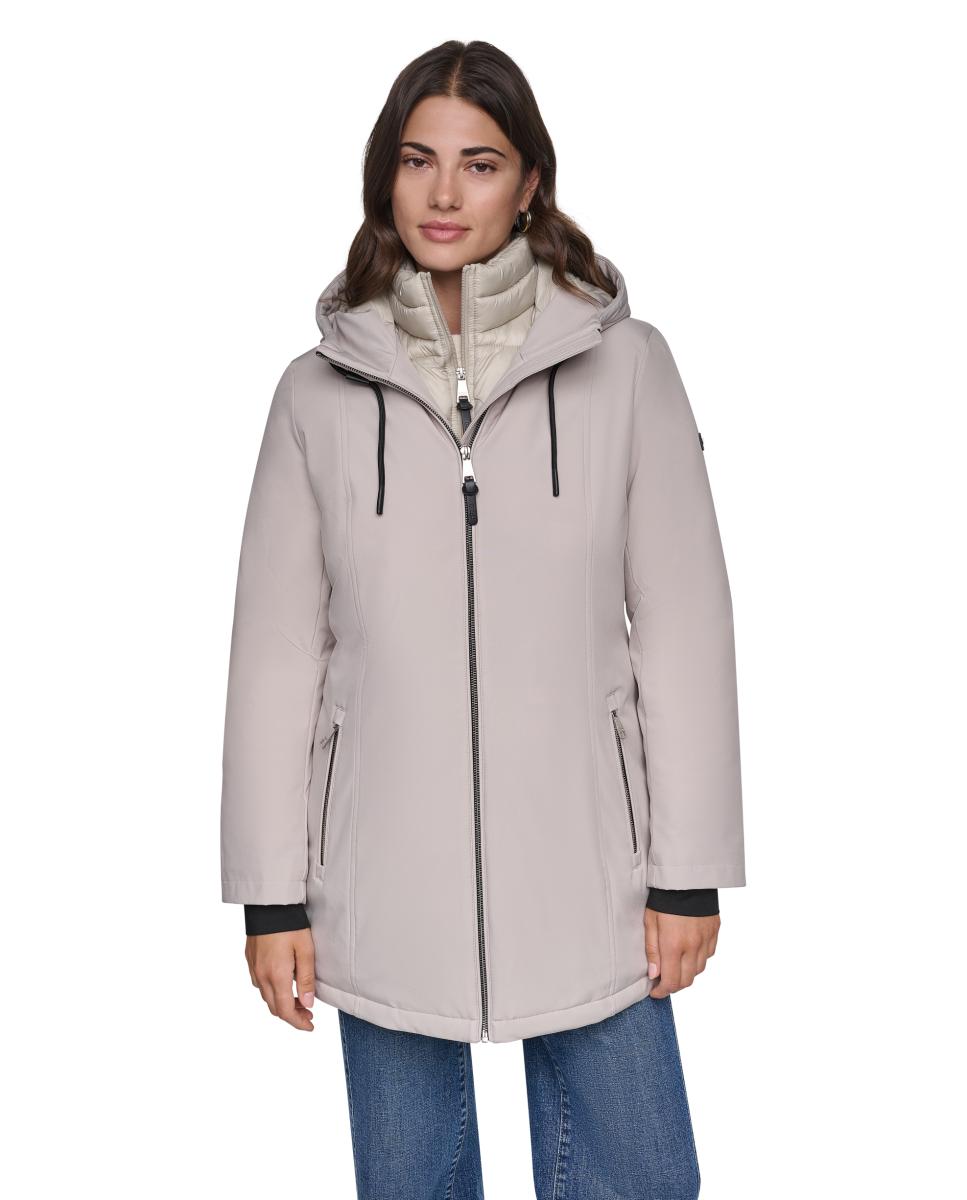 Imagen 3 de Abrigo de mujer tipo parka acolchada - DKNY - Gris Gris