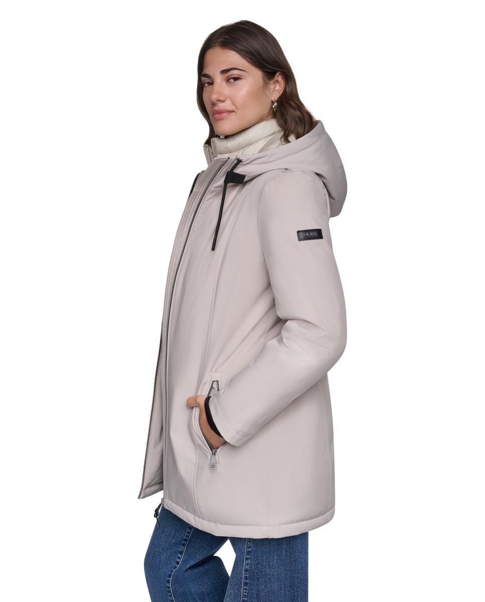 Imagen 4 de Abrigo de mujer tipo parka acolchada - DKNY - Gris Gris