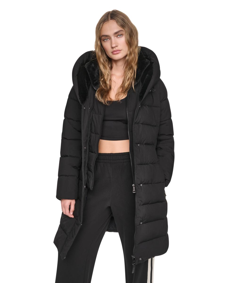 Imagen 3 de Abrigo largo de mujer con capucha - DKNY - Negro Negro