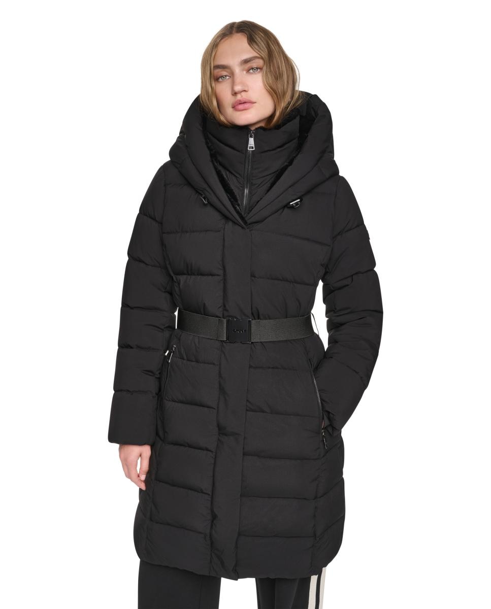 Imagen 4 de Abrigo largo de mujer con capucha - DKNY - Negro Negro