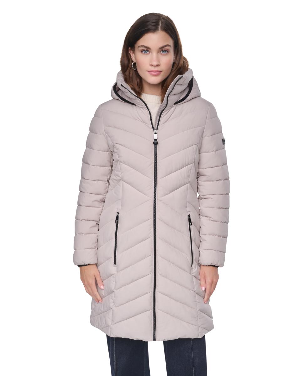 Imagen 1 de Abrigo largo de mujer acolchado tipo parka Gris