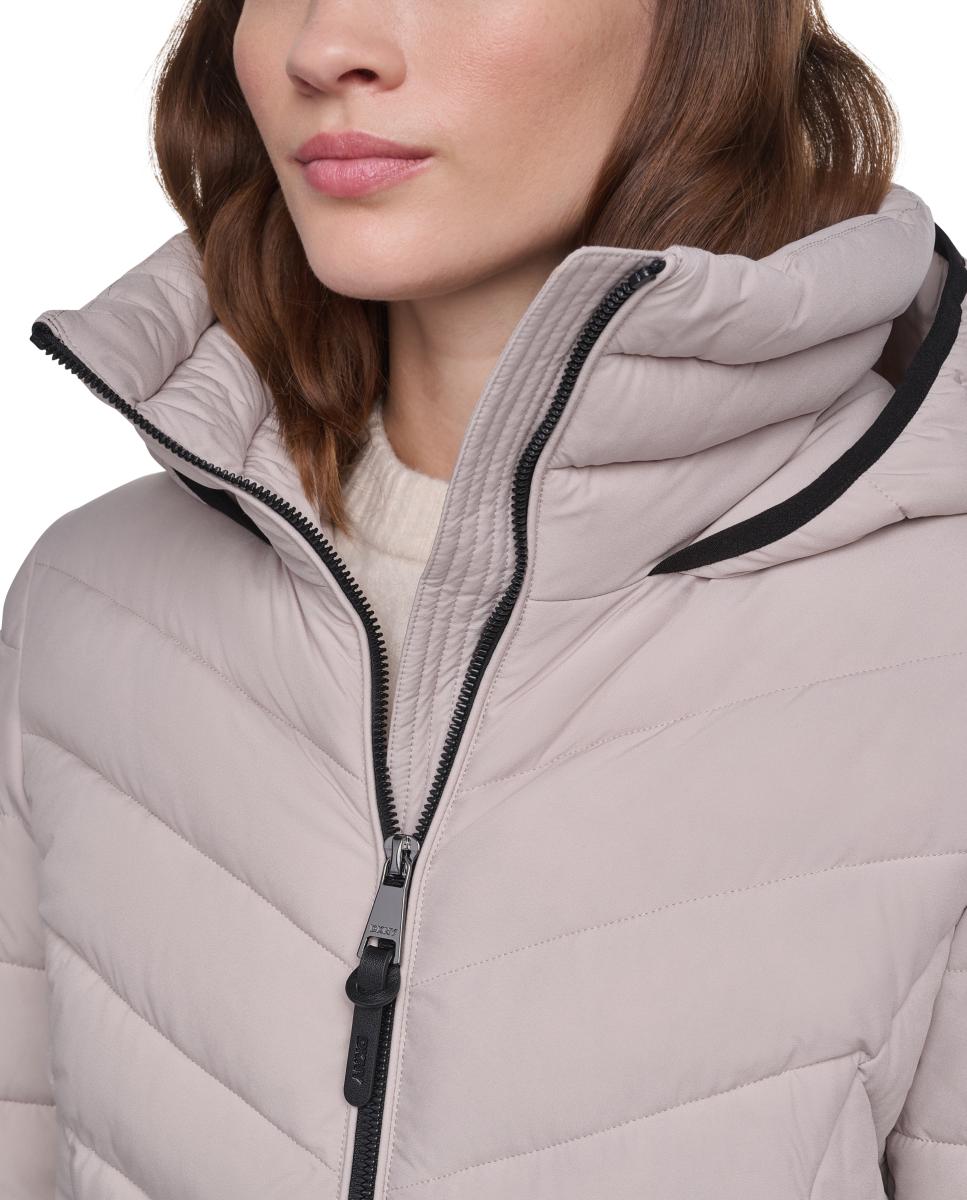 Imagen 4 de Abrigo largo de mujer acolchado tipo parka - DKNY - Gris Gris