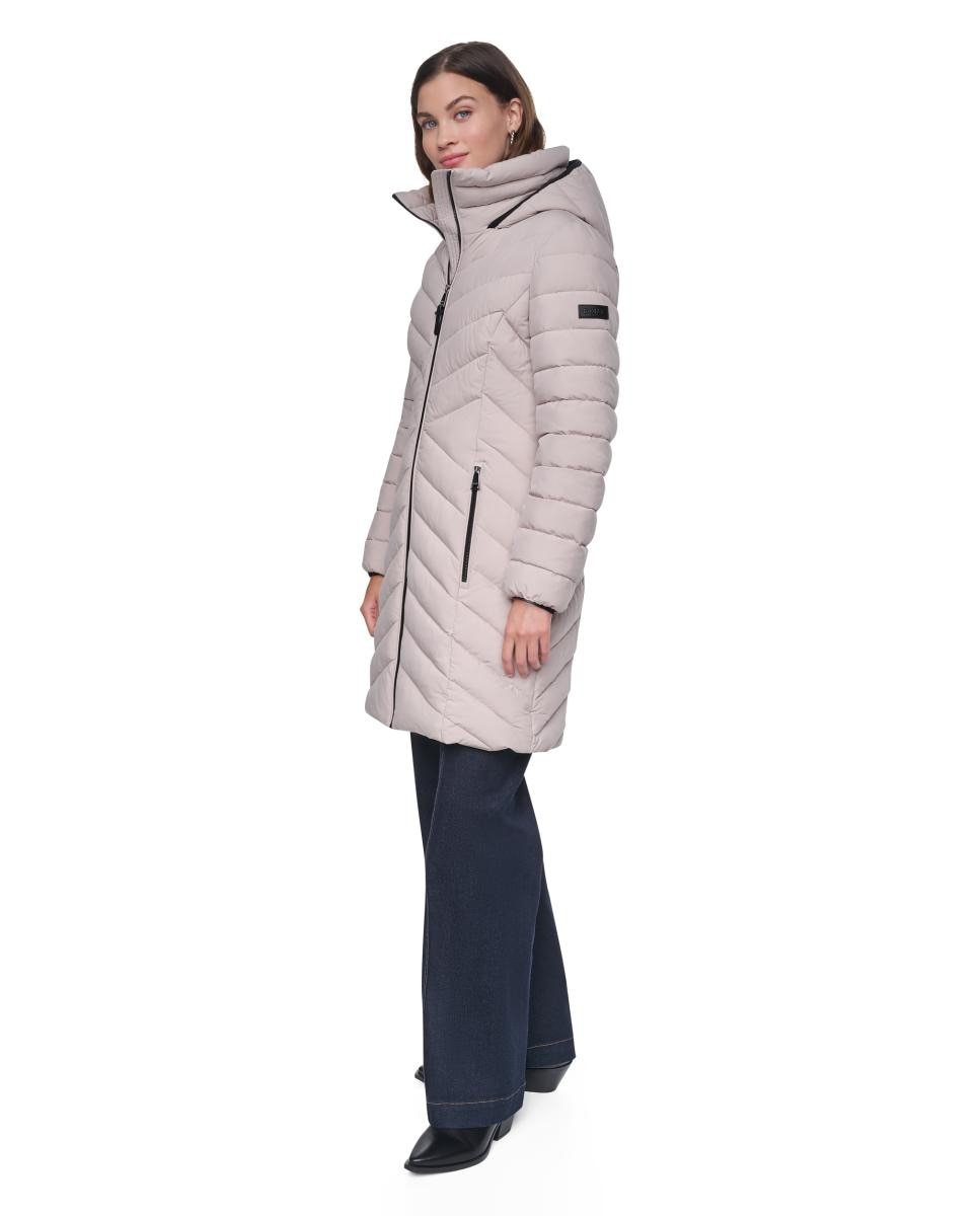 Imagen 5 de Abrigo largo de mujer acolchado tipo parka - DKNY - Gris Gris