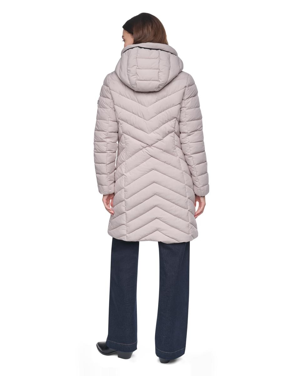 Imagen 6 de Abrigo largo de mujer acolchado tipo parka - DKNY - Gris Gris