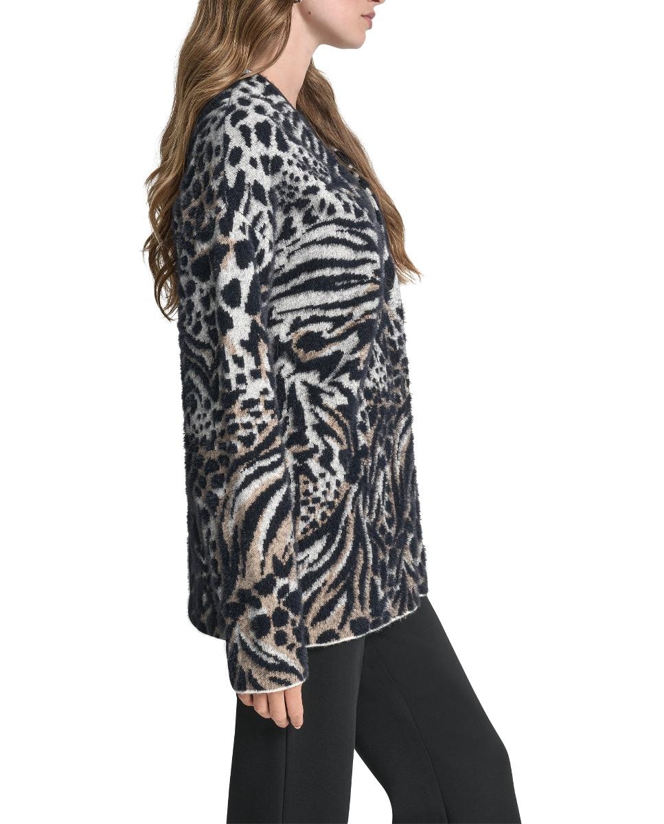 Camisola de malha com decote em bico Multicolor-4