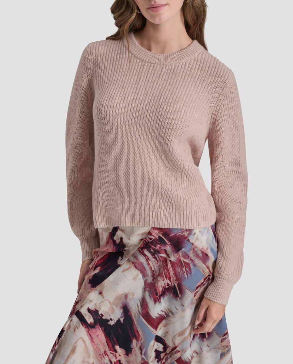 Camisola de Malha Canelada Rosa-claro-1