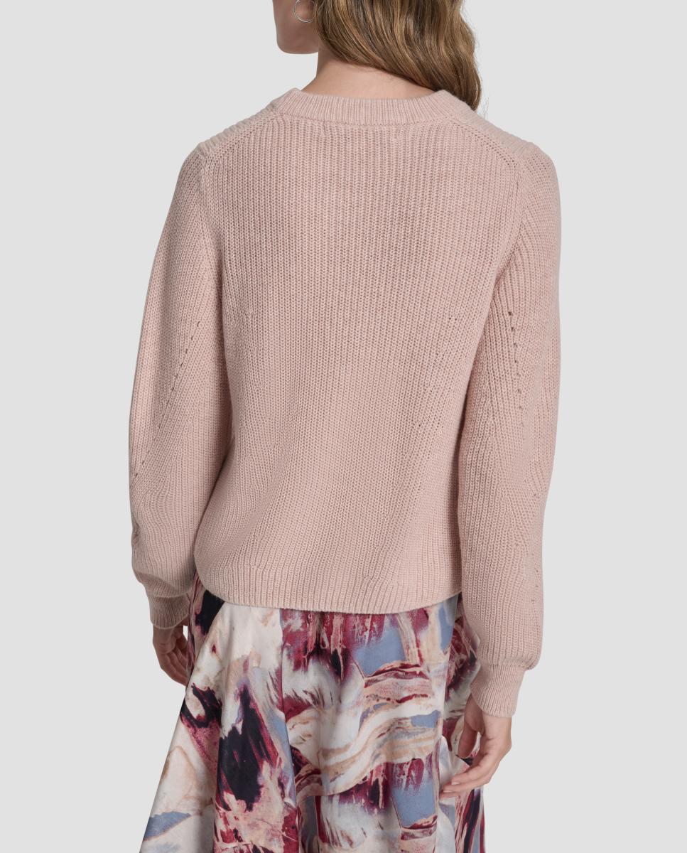 Camisola de Malha Canelada Rosa-claro-4
