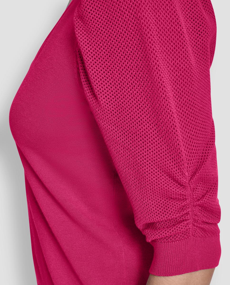 Camisola de Malha com Mangas em Balão Rosa-3