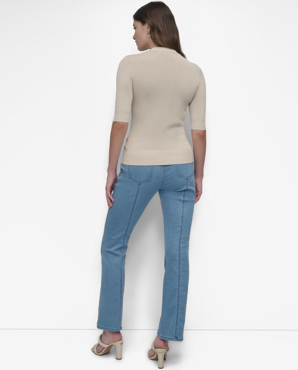 Camisola de Malha com Estampado Abstrato Creme-2