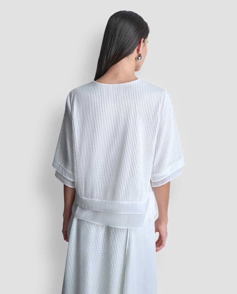 Camisola de Malha de Manga 3/4 Creme-4
