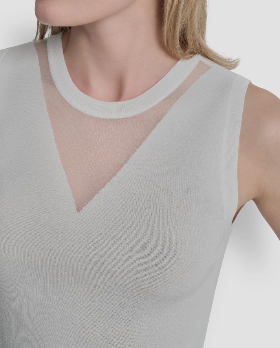 Camisola de malha sem mangas Creme-2