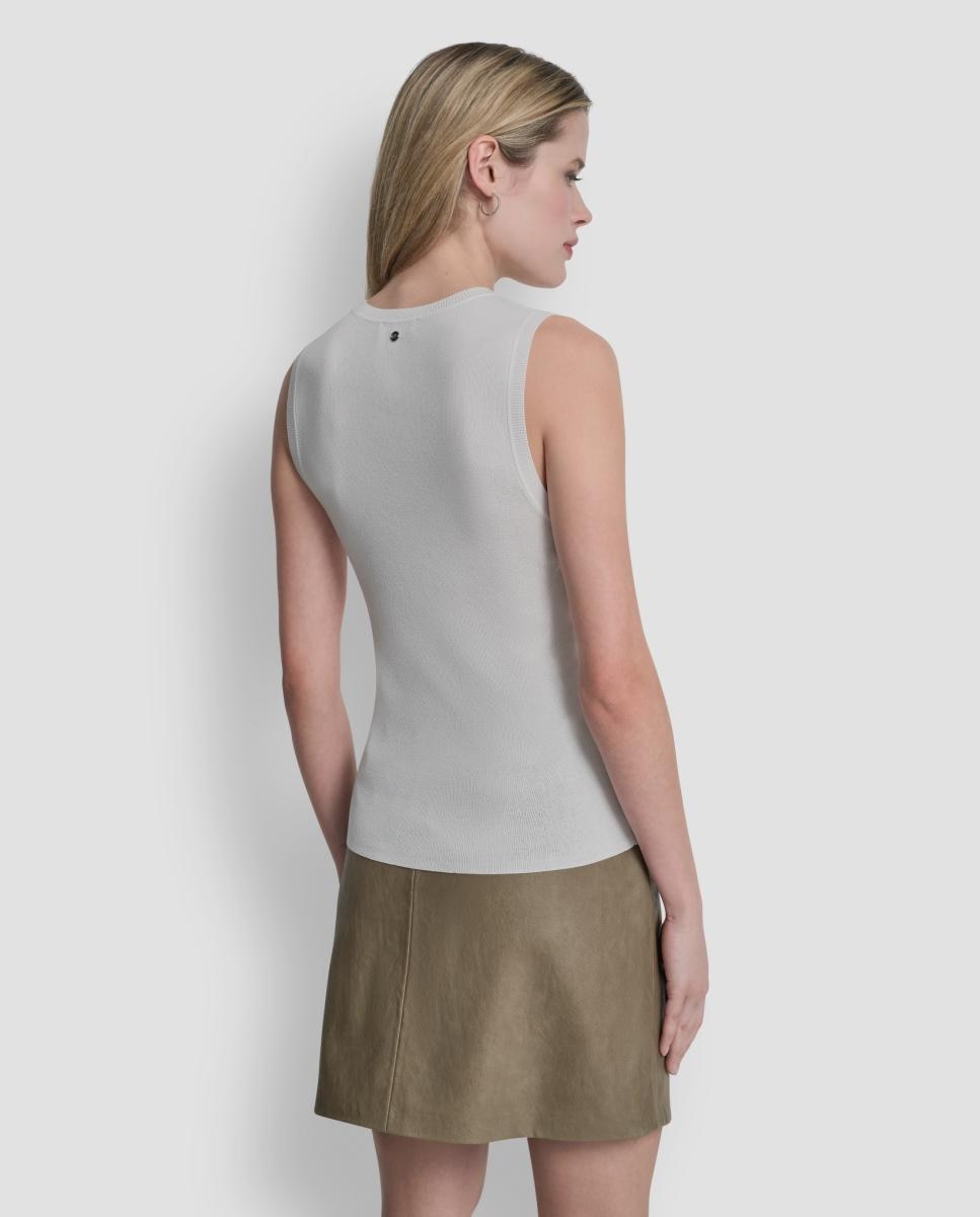 Camisola de malha sem mangas Creme-3
