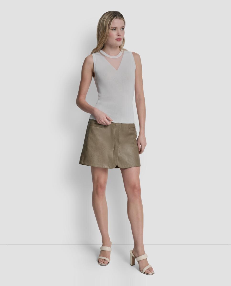 Camisola de malha sem mangas Creme-5