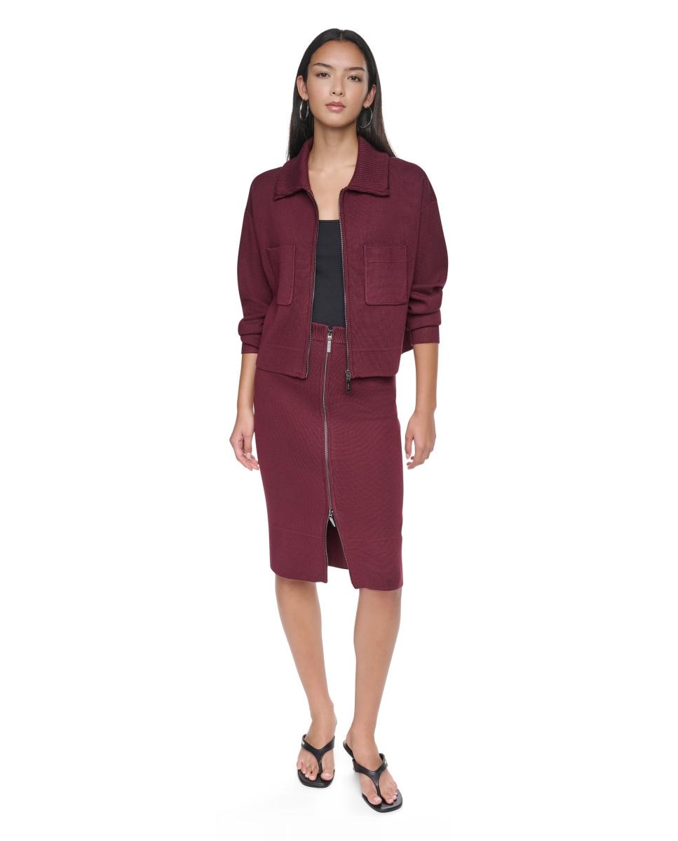 Jersey de mujer de manga larga y cremallera - DKNY - Rojo Rojo-2