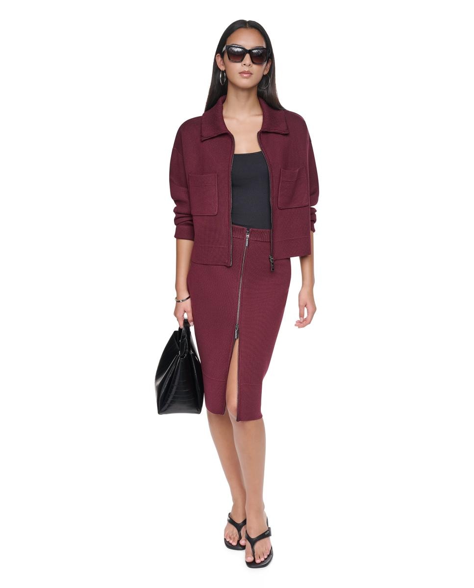 Jersey de mujer de manga larga y cremallera - DKNY - Rojo Rojo-3