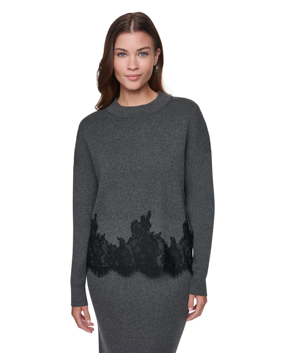 Imagen 1 de Jersey de mujer con detalle de encaje Gris oscuro