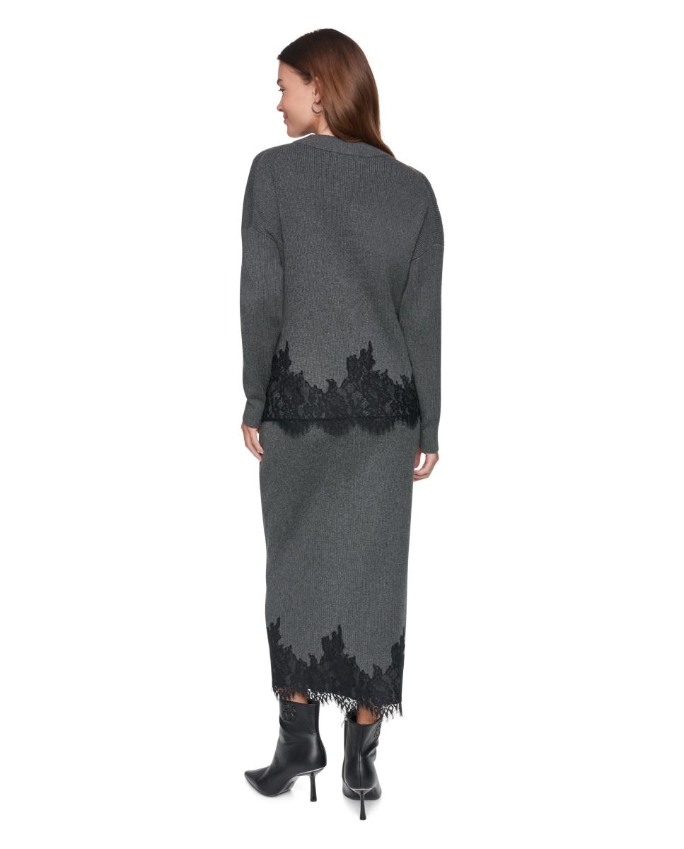Imagen 2 de Jersey de mujer con detalle de encaje - DKNY - Gris oscuro Gris oscuro