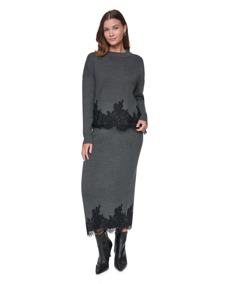 Imagen 5 de Jersey de mujer con detalle de encaje - DKNY - Gris oscuro Gris oscuro