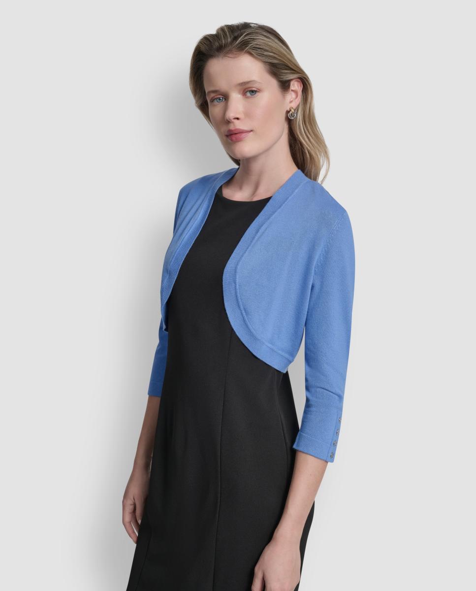 Cardigan de Manga 3/4 Azul-claro-5