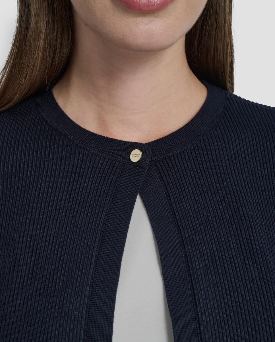 Cardigan Canelado de Manga 3/4 Azul-marinho-2