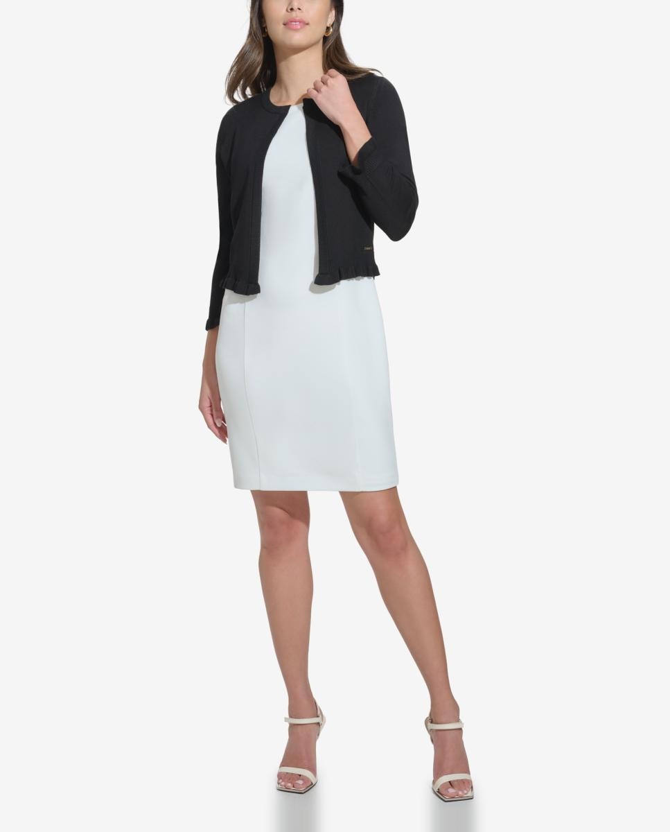 Cardigan com Detalhe de Renda Preto-2