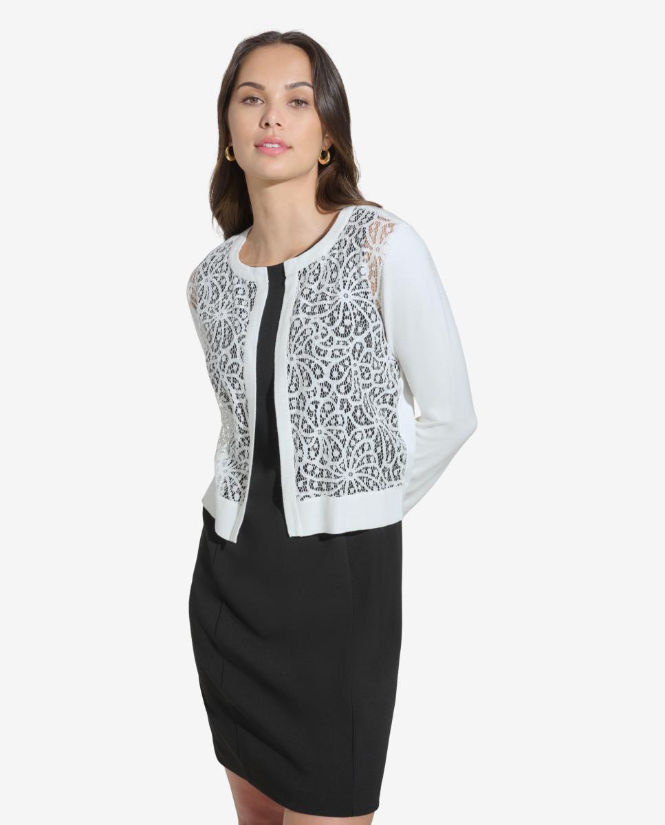Imagem 0 de Cardigan com Detalhe de Renda