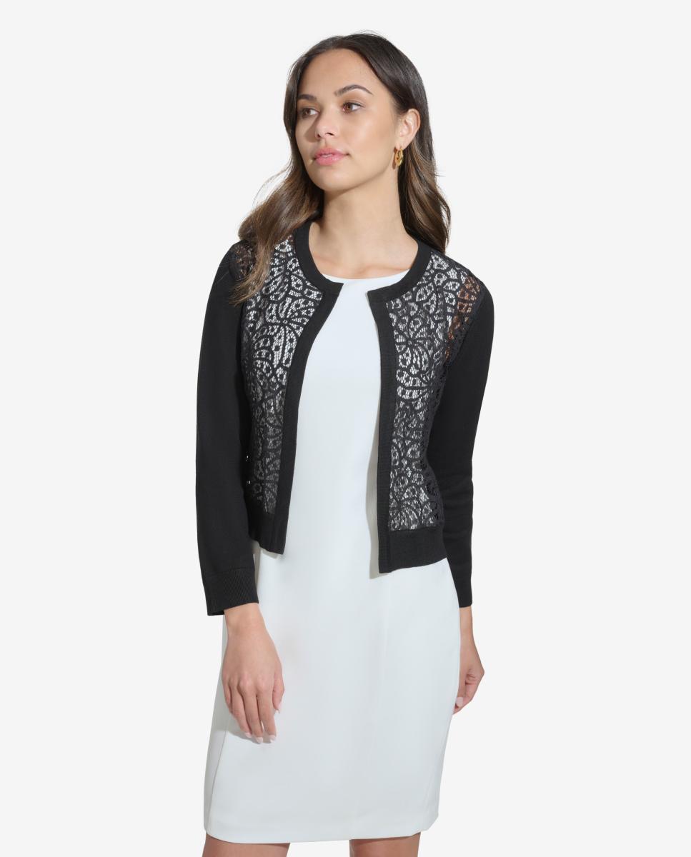 Imagem 0 de Cardigan com Detalhe de Renda