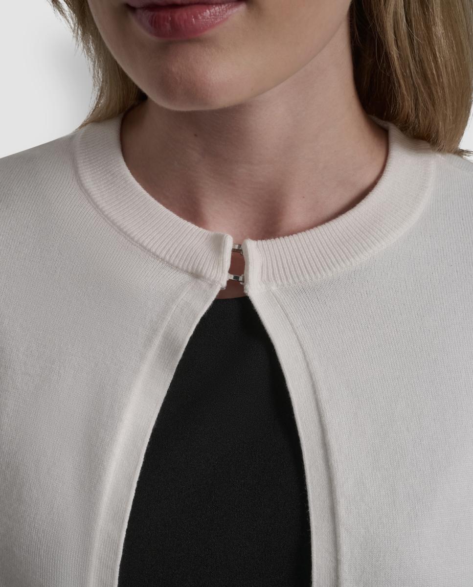 Cardigan de Manga Comprida Creme-5