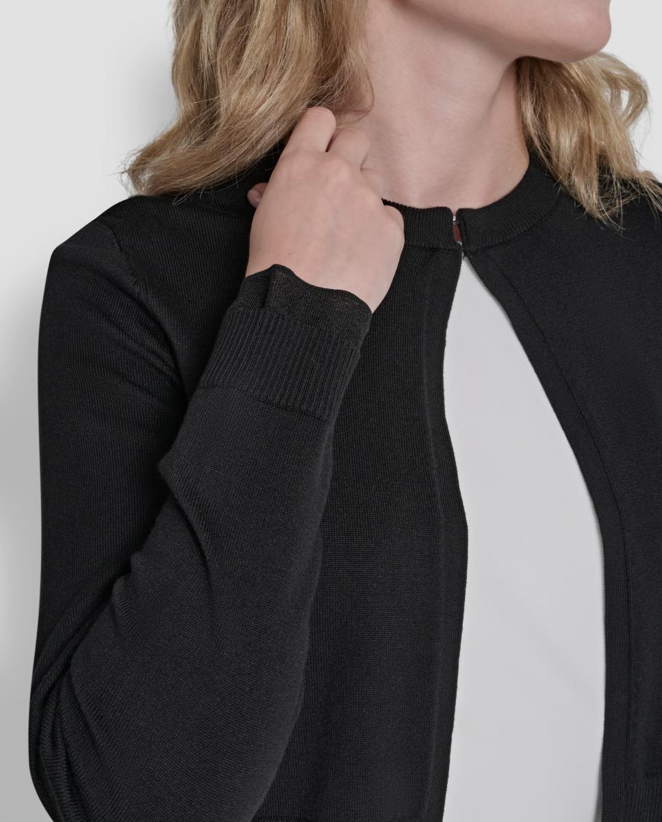 Cardigan de Manga Comprida Preto-3
