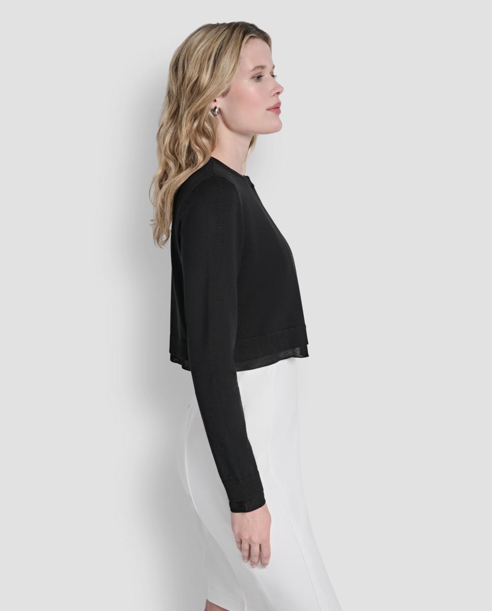 Cardigan de Manga Comprida Preto-5