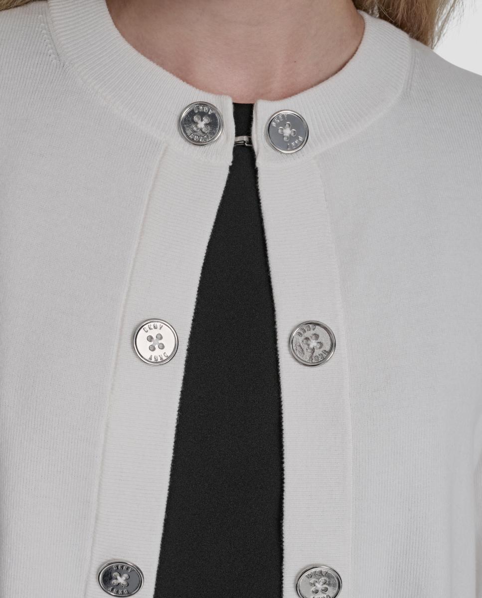 Cardigan com Detalhe de Botões Metalizados Creme-3