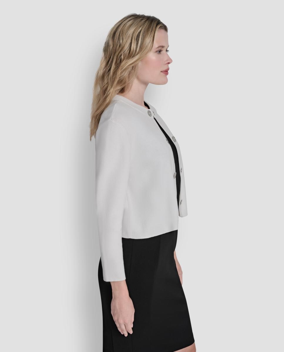 Cardigan com Detalhe de Botões Metalizados Creme-5