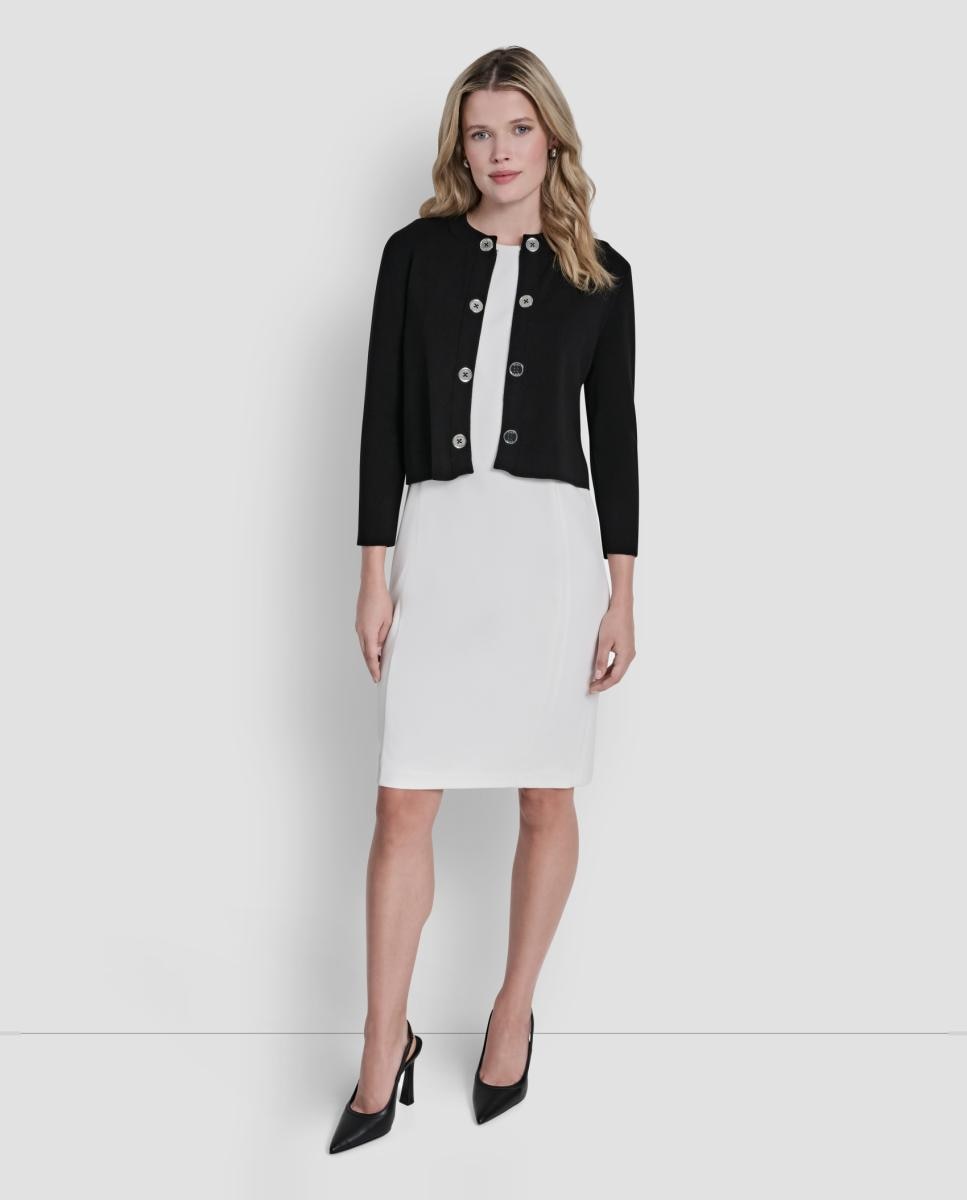 Cardigan com Detalhe de Botões Metalizados Preto-2