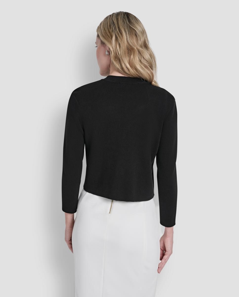 Cardigan com Detalhe de Botões Metalizados Preto-4