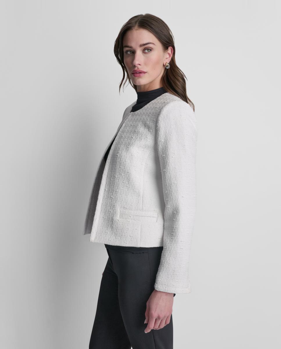 Casaco de tweed Creme-4