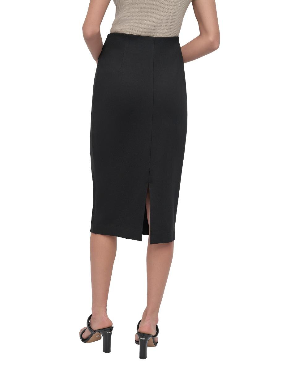 Saia Midi Regular com Cintura Subida Preto-2