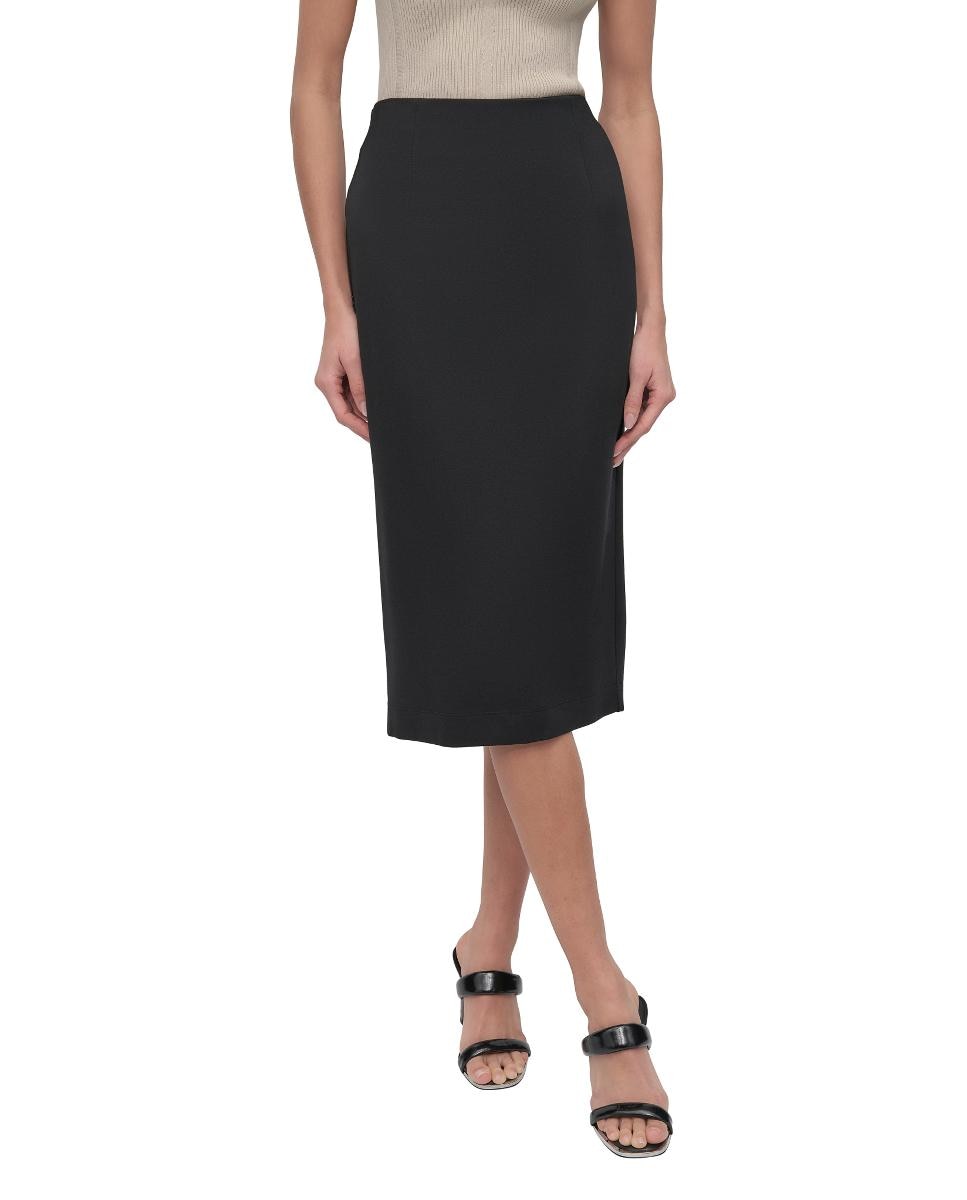 Saia Midi Regular com Cintura Subida Preto-3