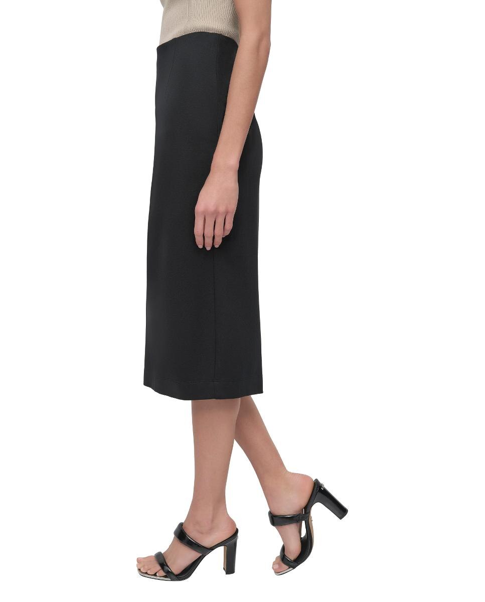 Saia Midi Regular com Cintura Subida Preto-4