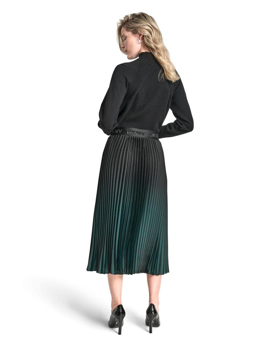 Saia Plissada em Degradé Verde-escuro-2