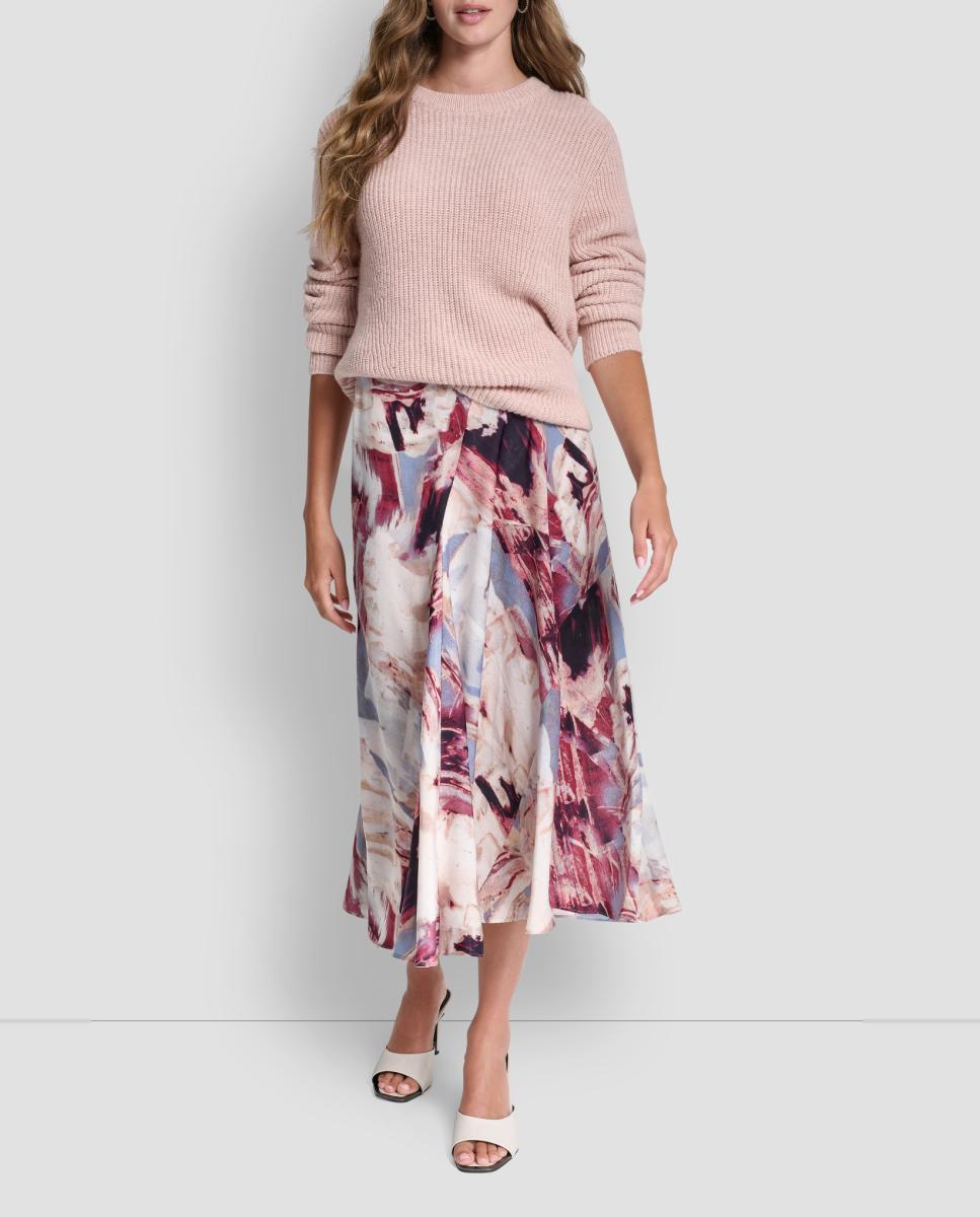 Imagem 0 de Saia Fluida com Estampado Abstrato