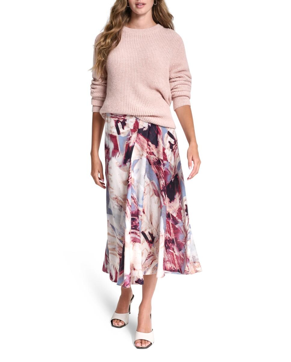 Saia Fluida com Estampado Abstrato Multicolor-2