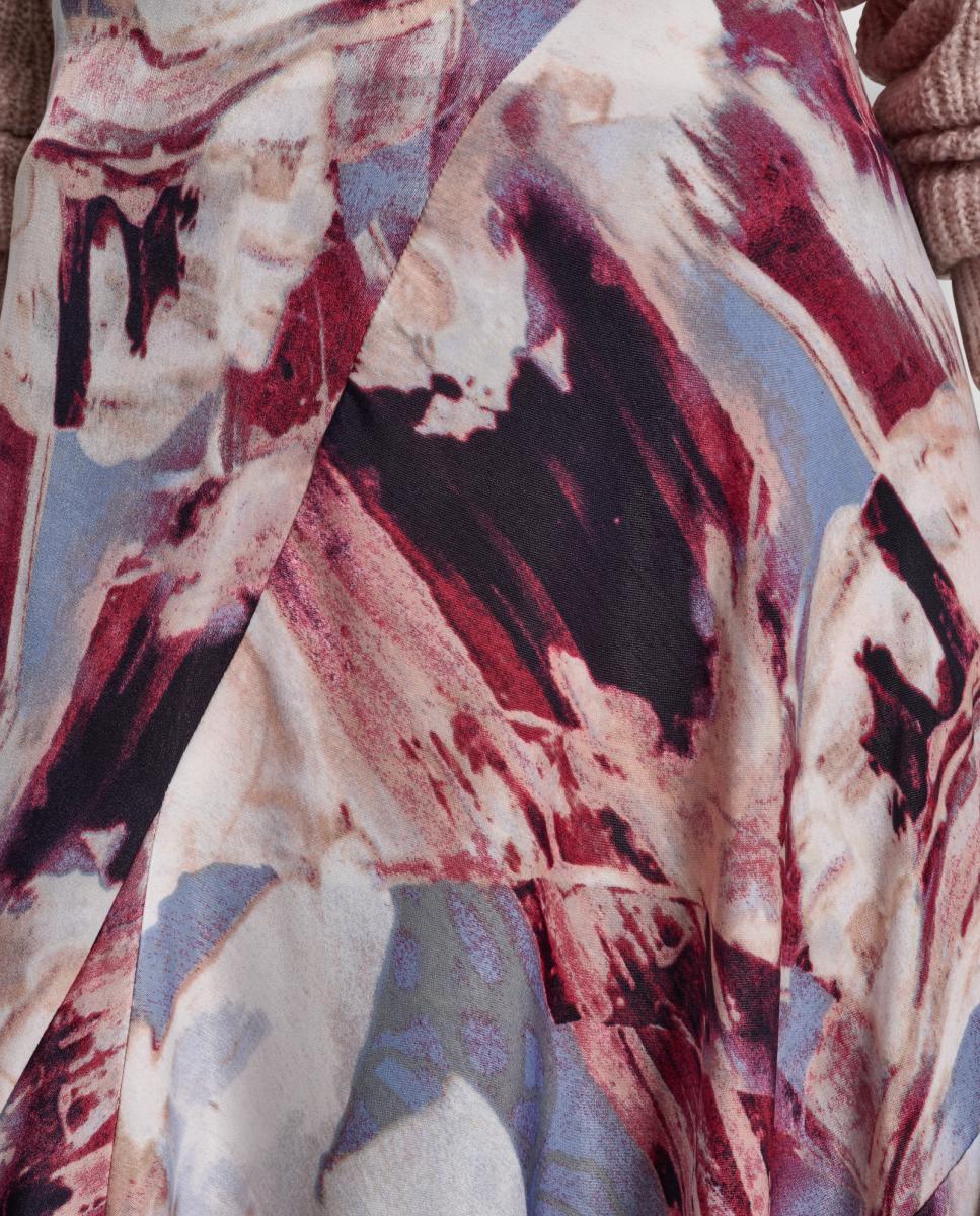 Saia Fluida com Estampado Abstrato Multicolor-4