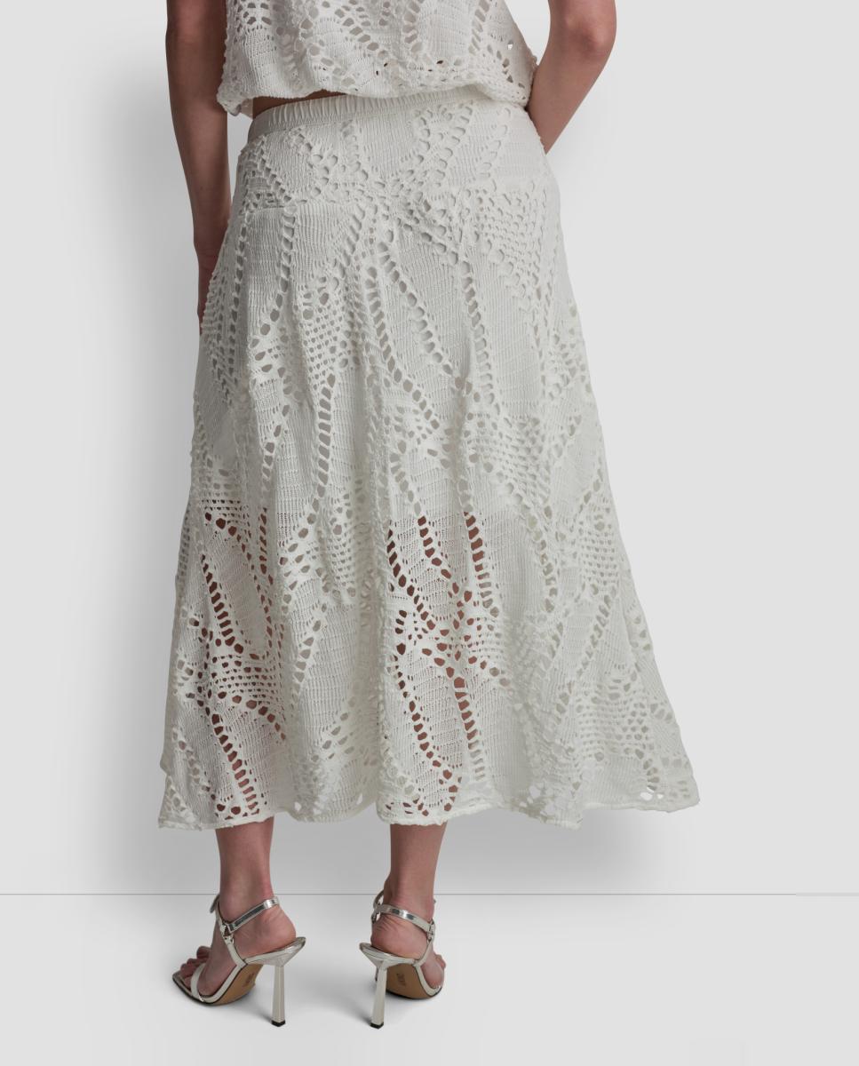 Saia Fluida de Crochet Branco-2