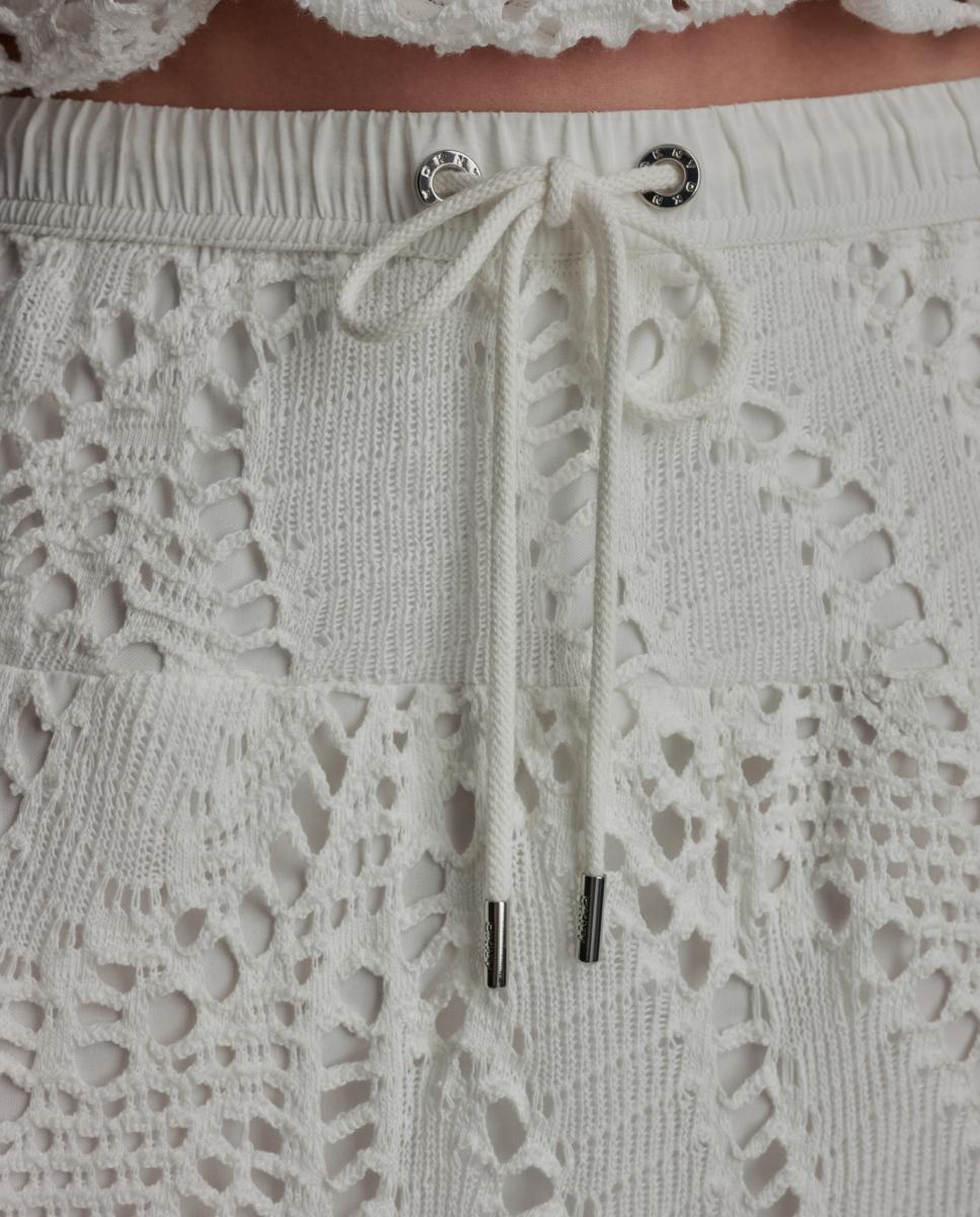 Saia Fluida de Crochet Branco-5