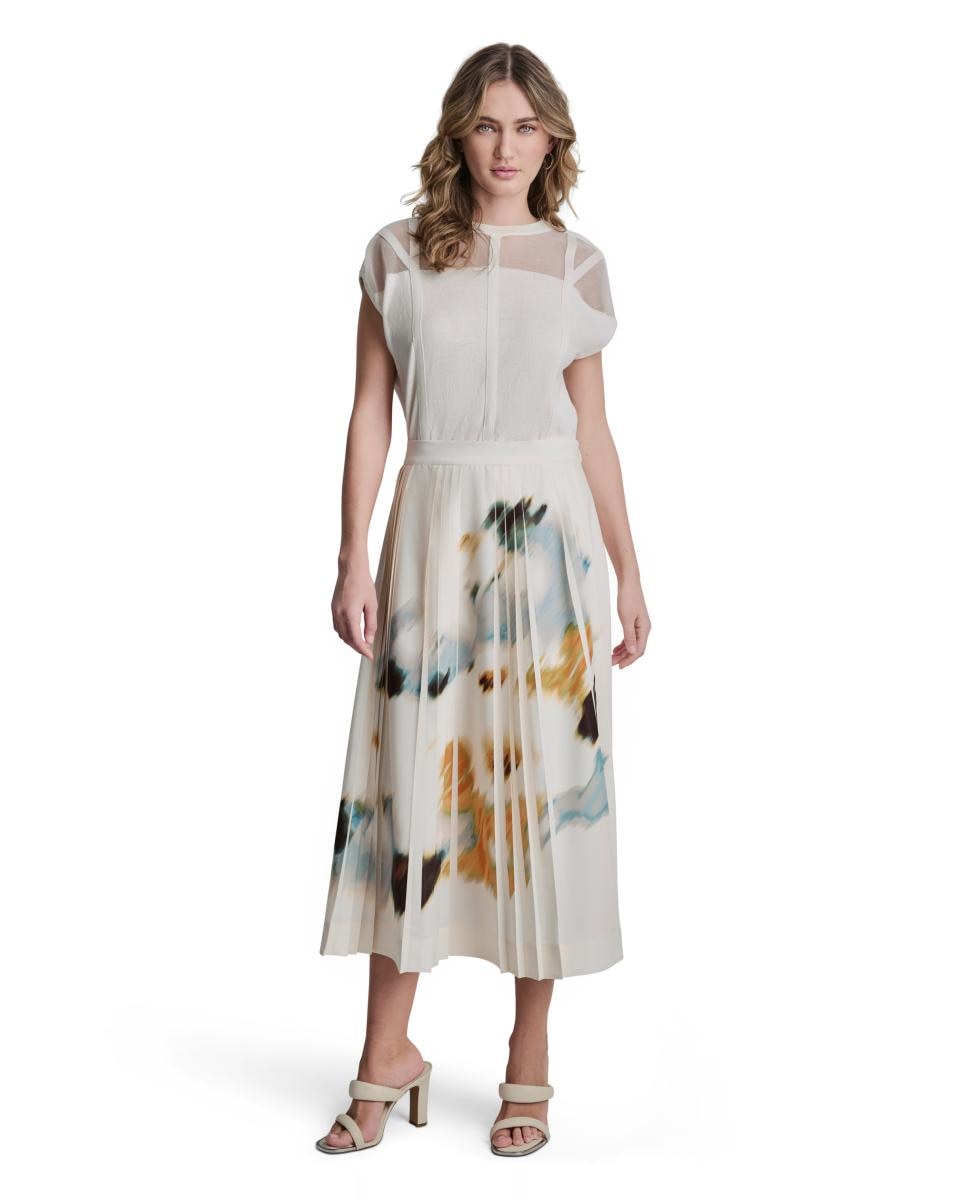 DKNY - Falda midi de tablas de mujer.