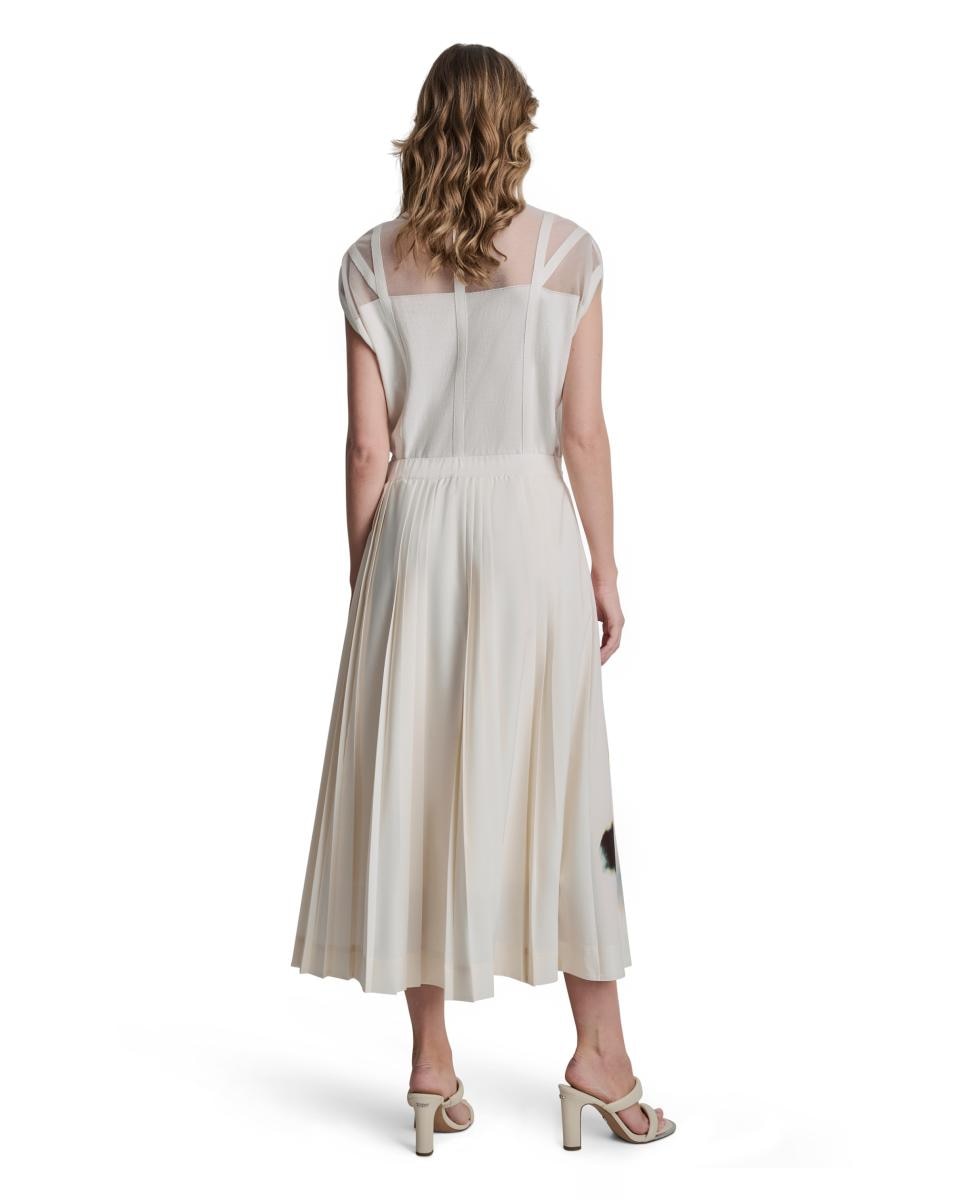 Saia Midi com Pregas Multicolor-2