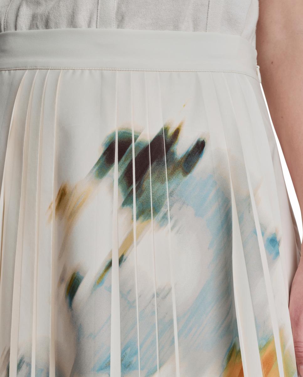 Saia Midi com Pregas Multicolor-3